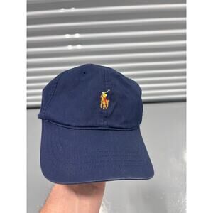 Vintage Polo Sport Ralph Lauren Navy Blue Hat Flesh Pony
